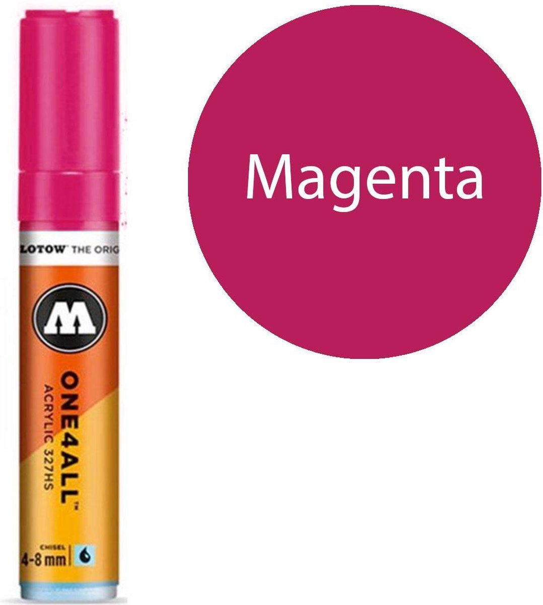 Molotow 327HS Magenta - Magenta acryl marker - Chisel tip 4-8mm - Kleur Magenta