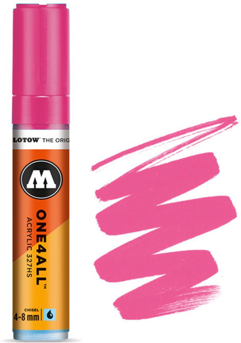 Molotow 327HS Neon Pink - Roze acryl marker - Chisel tip 4-8mm - Kleur roze