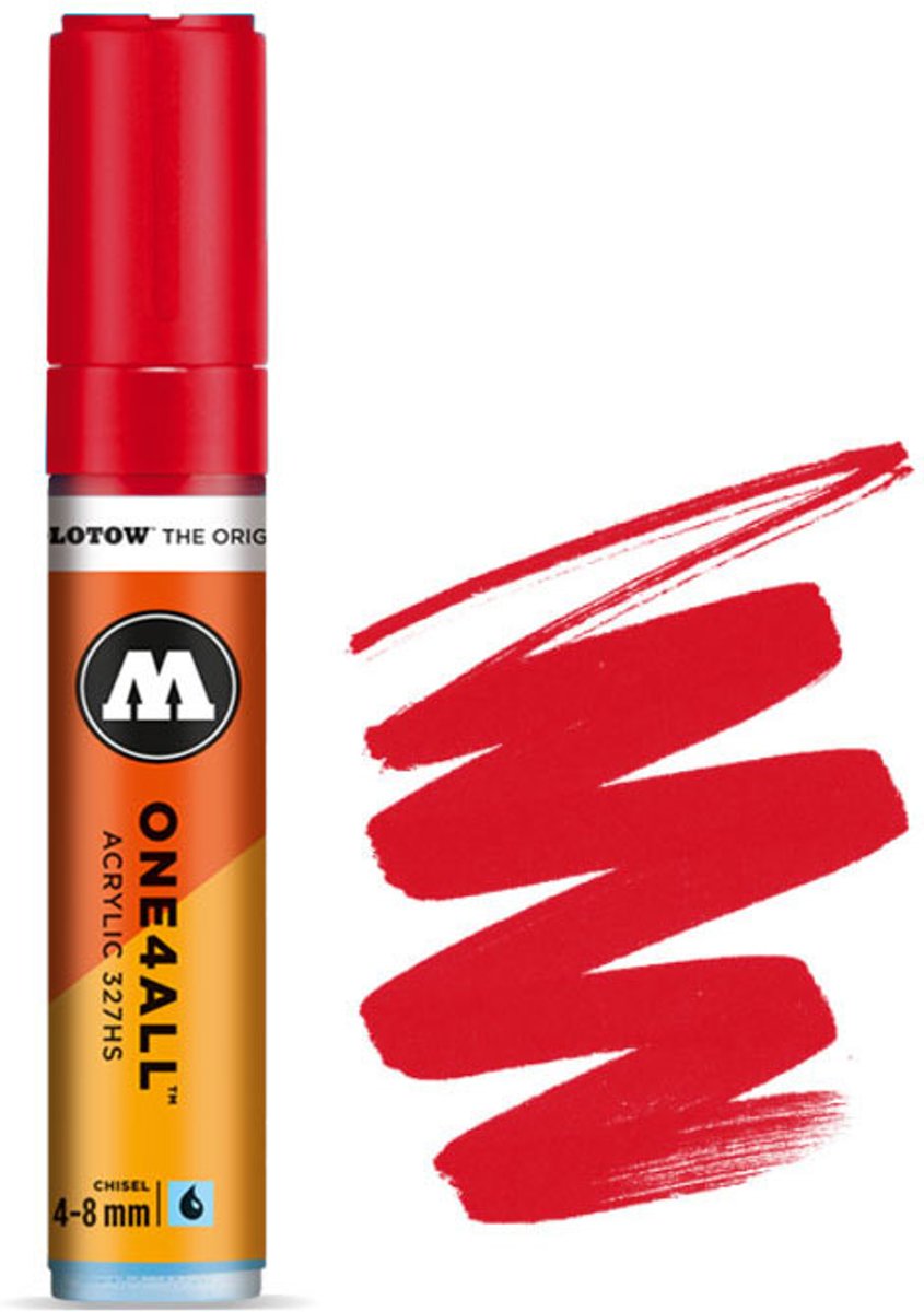 Molotow 327HS Traffic Red - Rode acryl marker - Chisel tip 4-8mm - Kleur rood