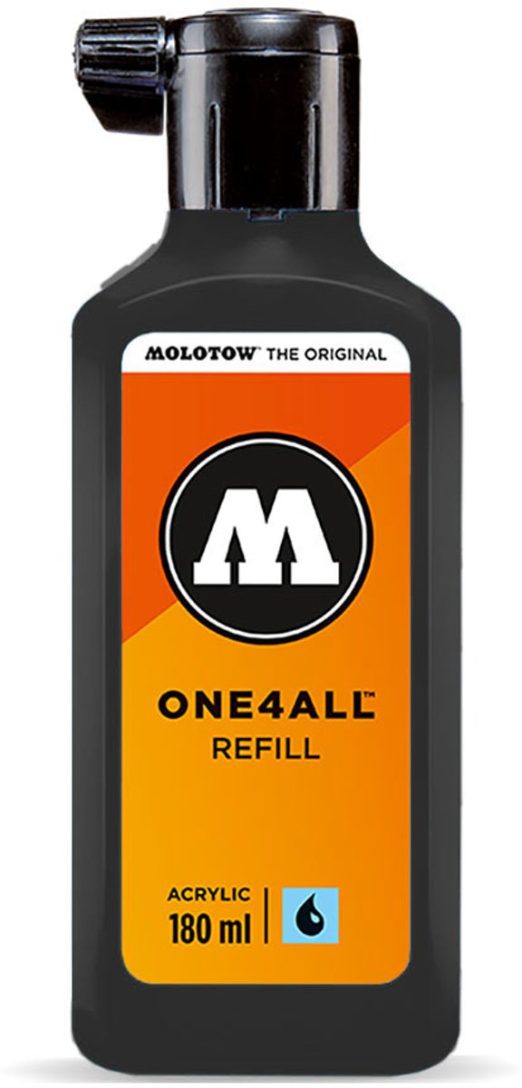 Molotow ONE4ALL™ - 180ml Zwarte navul Inkt op acrylbasis