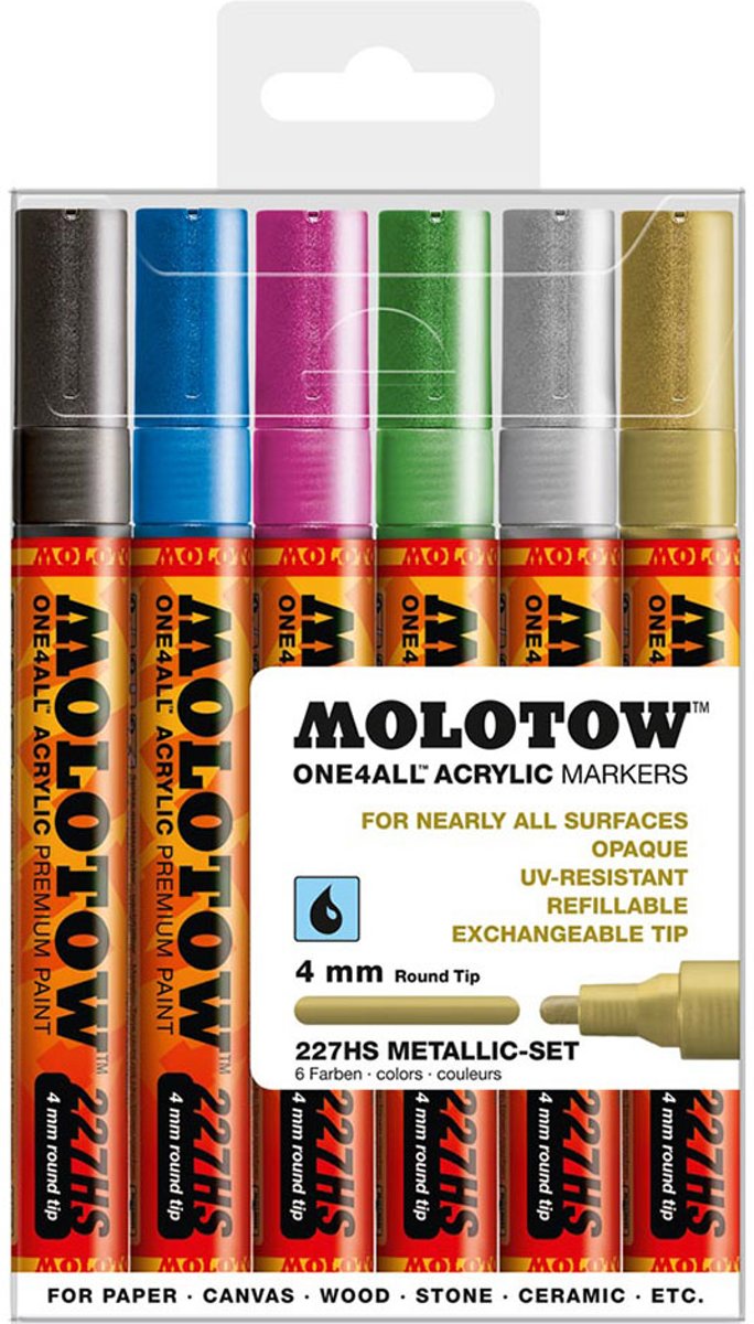 Molotow ONE4ALL™ 4mm 227HS Marker Metallic-Set