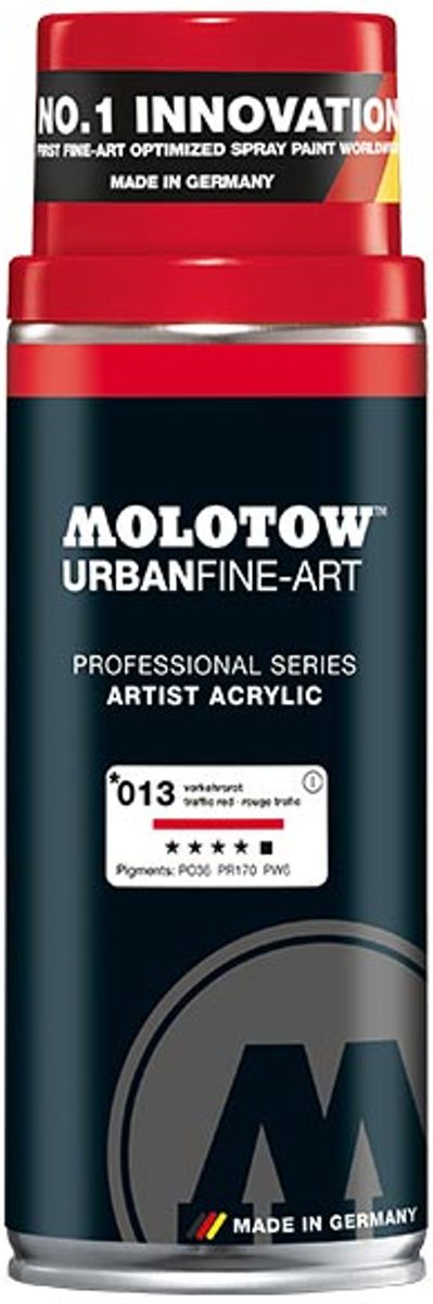 Molotow Urban Fine Art Acryl Spray: Rood - 400ml spuitbus voor canvas, plastic, metaal, hout etc.