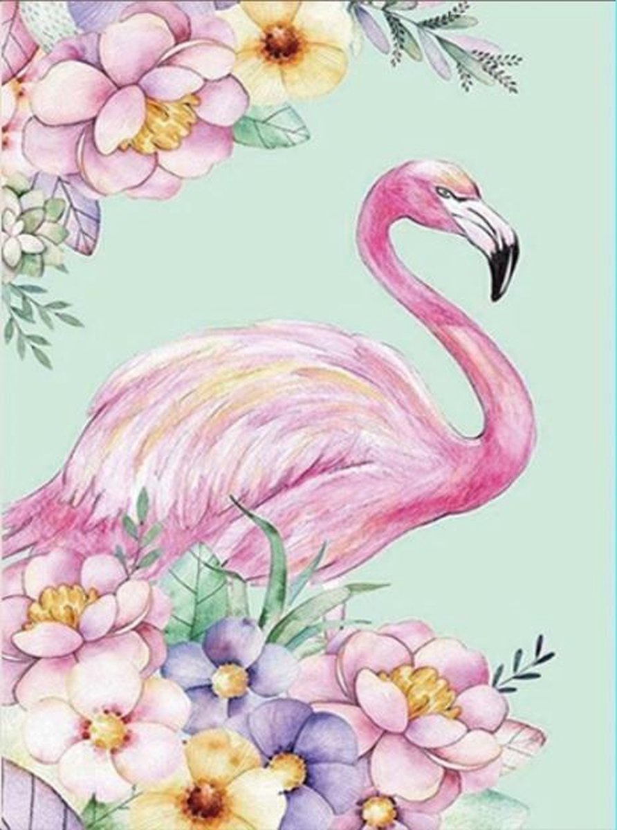 Diamond Painting Pakket - Flamingo - 30x20 cm - Complete Set - Volledige Bedekking - Ronde Steentjes - Dielay