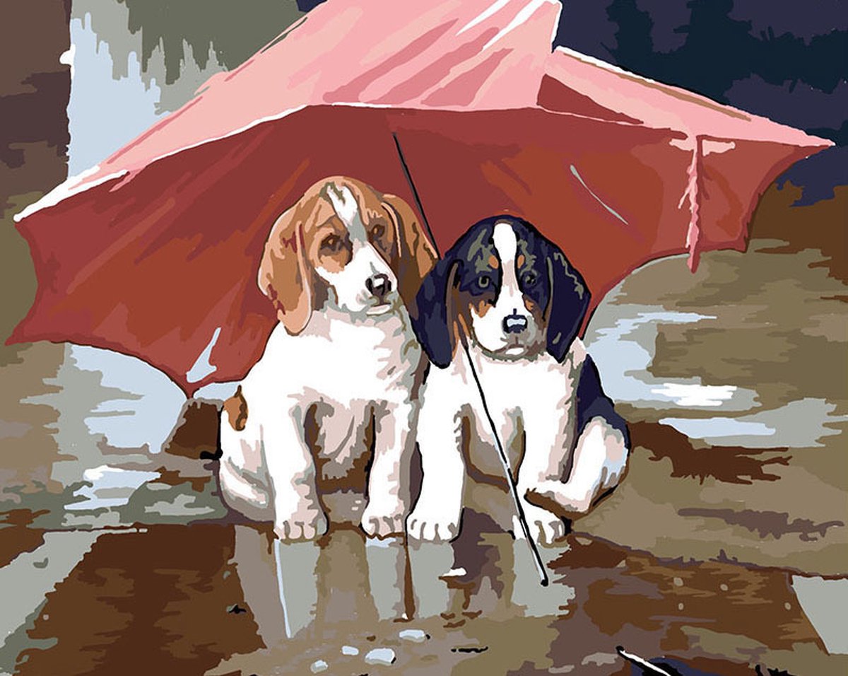 Diamond Painting Pakket - Honden - 50x40 cm - Complete Set - Volledige Bedekking - Ronde Steentjes