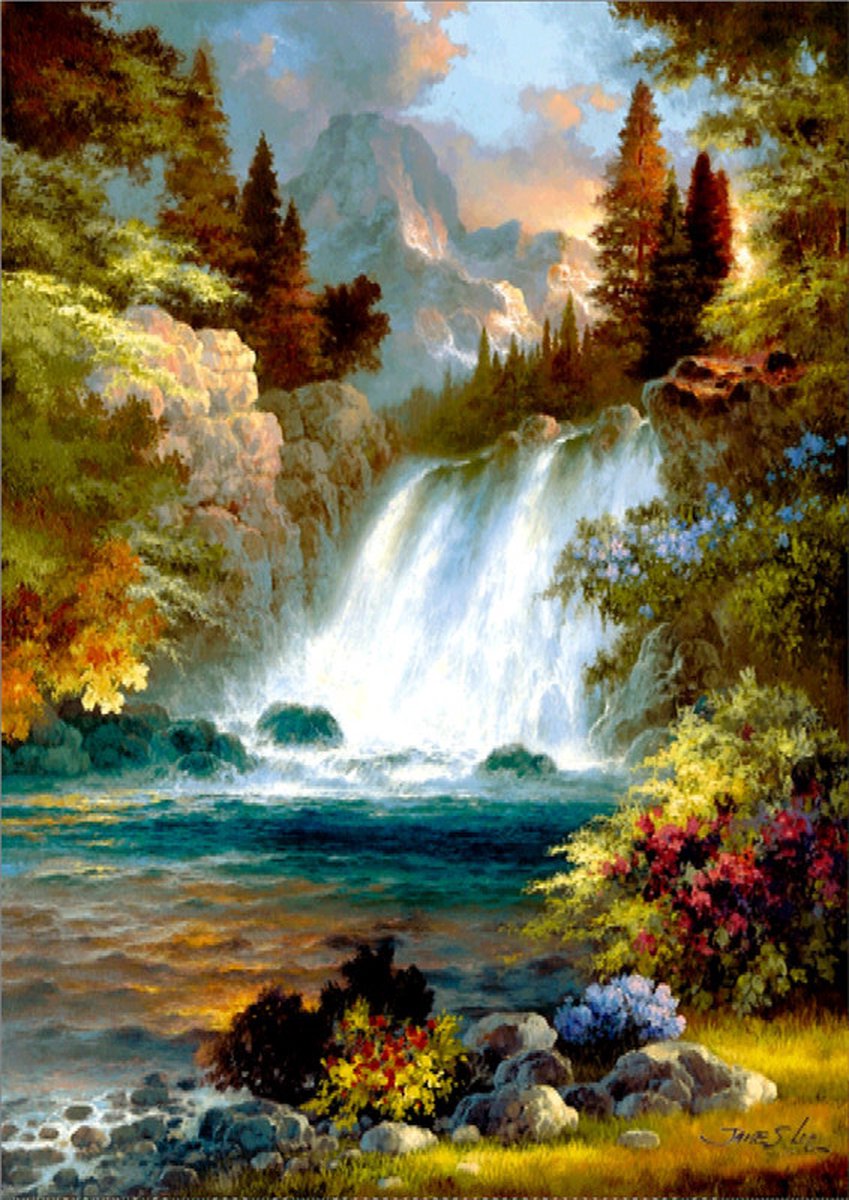 Diamond Painting Pakket - Waterval - 40x30 cm - Complete Set - Volledige Bedekking - Ronde Steentjes