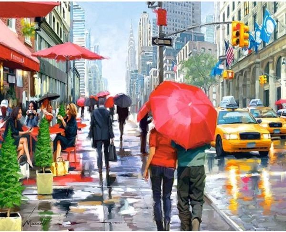 Dielay - Diamond Painting Pakket - New York City - 50x40 cm - Complete Set - Volledige Bedekking - Ronde Steentjes