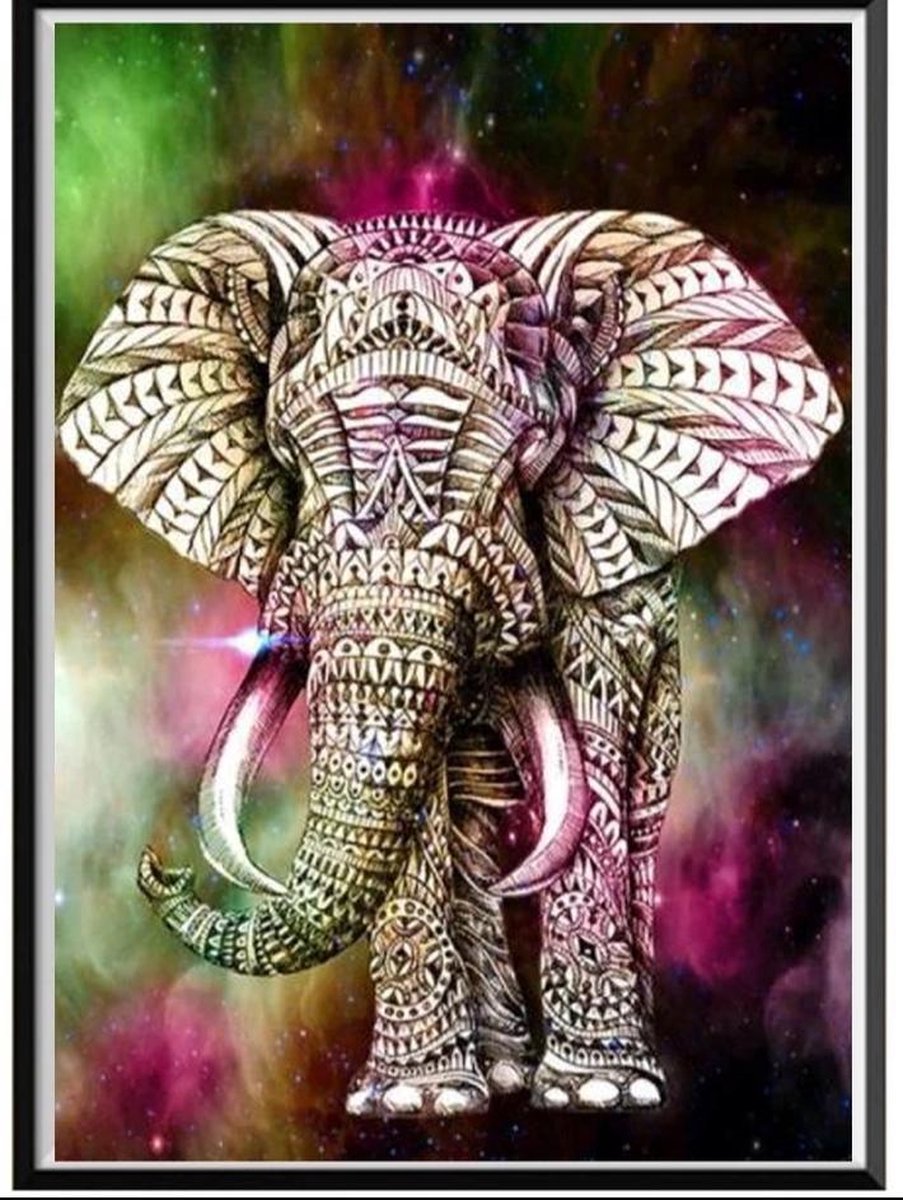 Dielay - Diamond Painting Pakket - Olifant - 50x40 cm - Complete Set - Volledige Bedekking - Ronde Steentjes