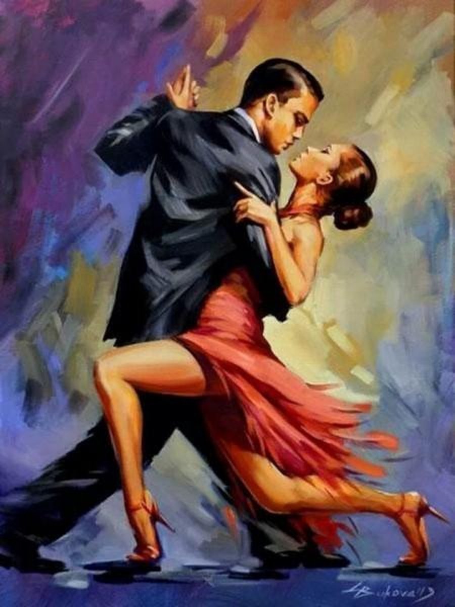 Full Diamond Painting Volwassenen  - Ronde Steentjes  - Volledig Pakket  - Hobby  - Mensen - Koppel danst de salsa 50x40 cm