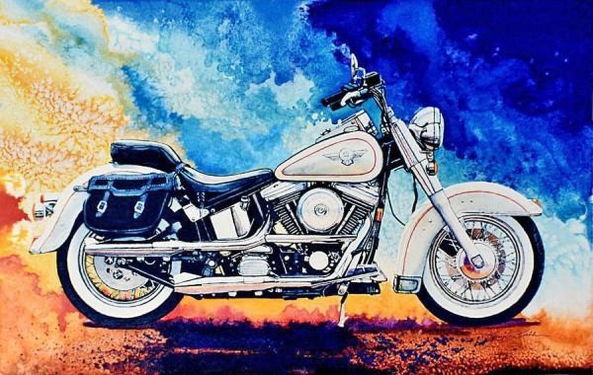 Full Diamond Painting Volwassenen  - Ronde Steentjes  - Volledig Pakket  - Hobby  - Voertuigen - Harley Davidson schilderij    50x40 cm