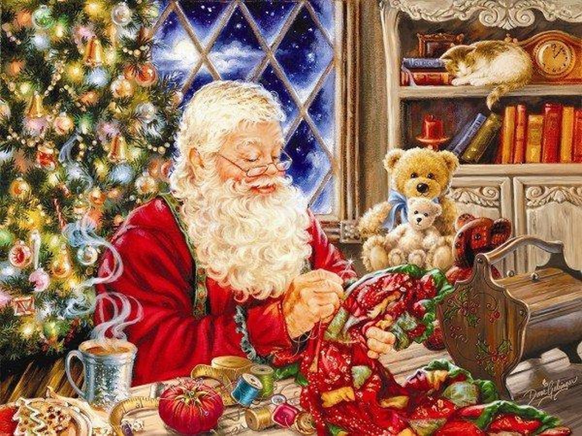 Mona Lisa Diamond Painting Set Santa with teddy bear SD111