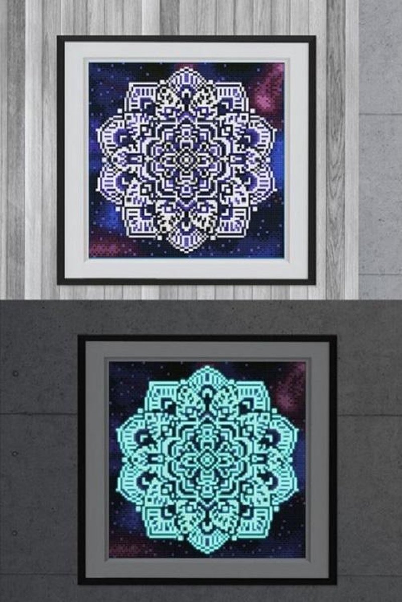 Mona Lisa diamond painting compleet pakket 35x25cm glow in the dark: mandala 1