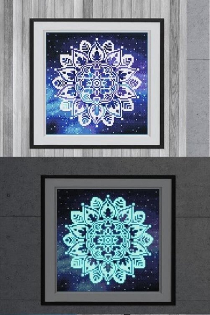 Mona Lisa diamond painting compleet pakket 35x25cm glow in the dark: mandala 2