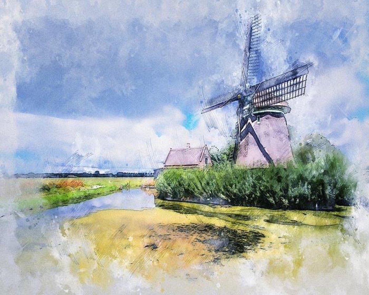 diamond painting landschap 50 x 40 cm blauw 440 gr.