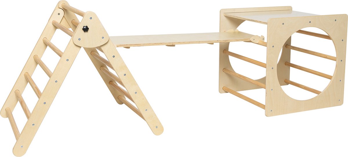   Pikler Driehoek   + Speelcube Set van 3 - Met glijbaan en Klautertrap