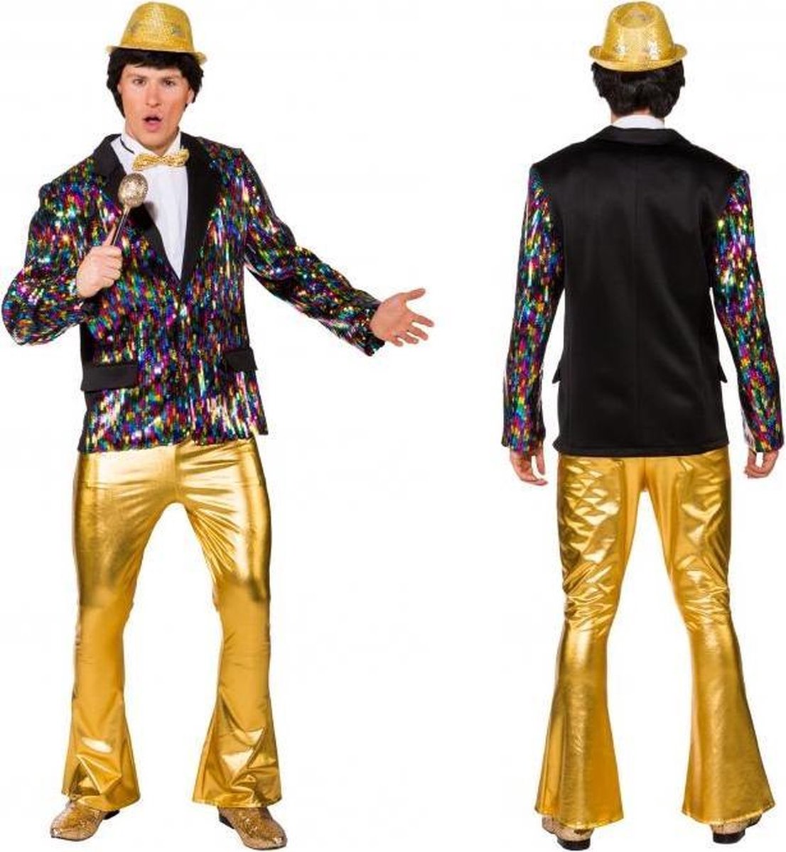 Disco flair broek goud glimmend L/XL