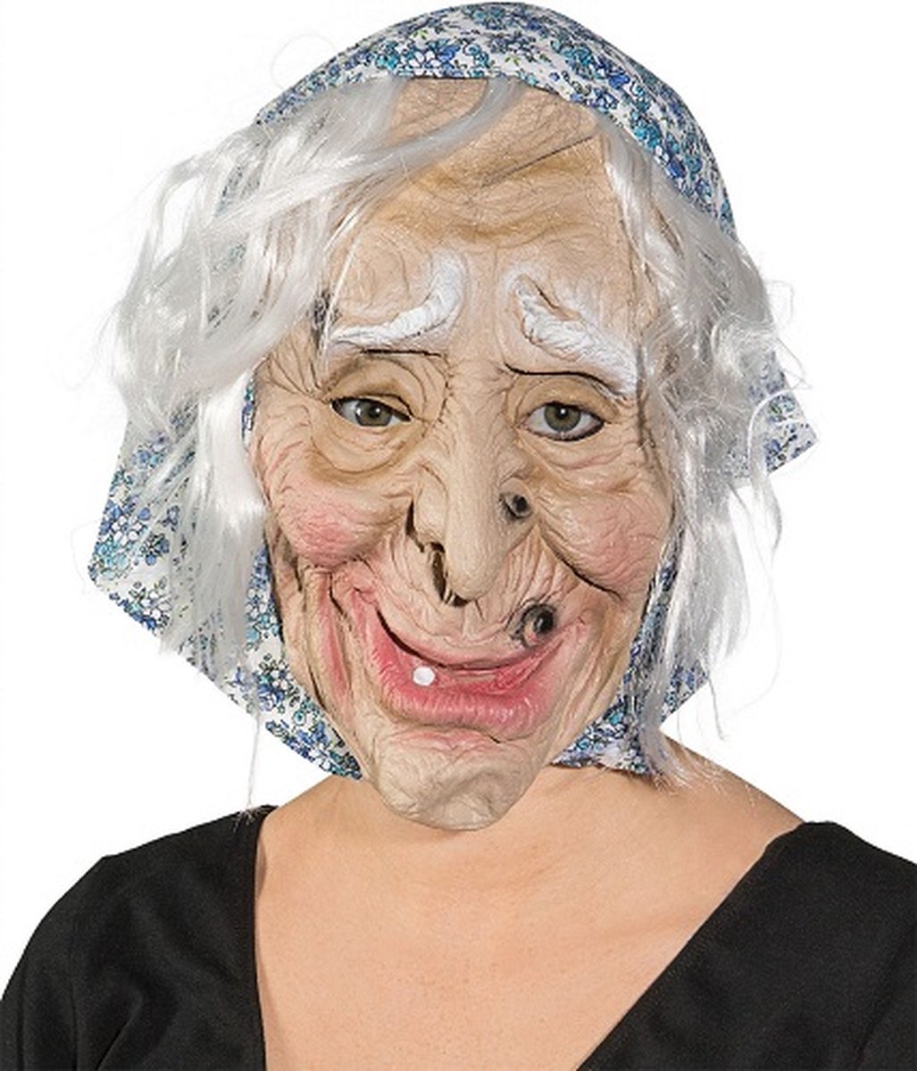 Masker oude vrouw met wrat op bovenlip /heks/ sarah latex masker