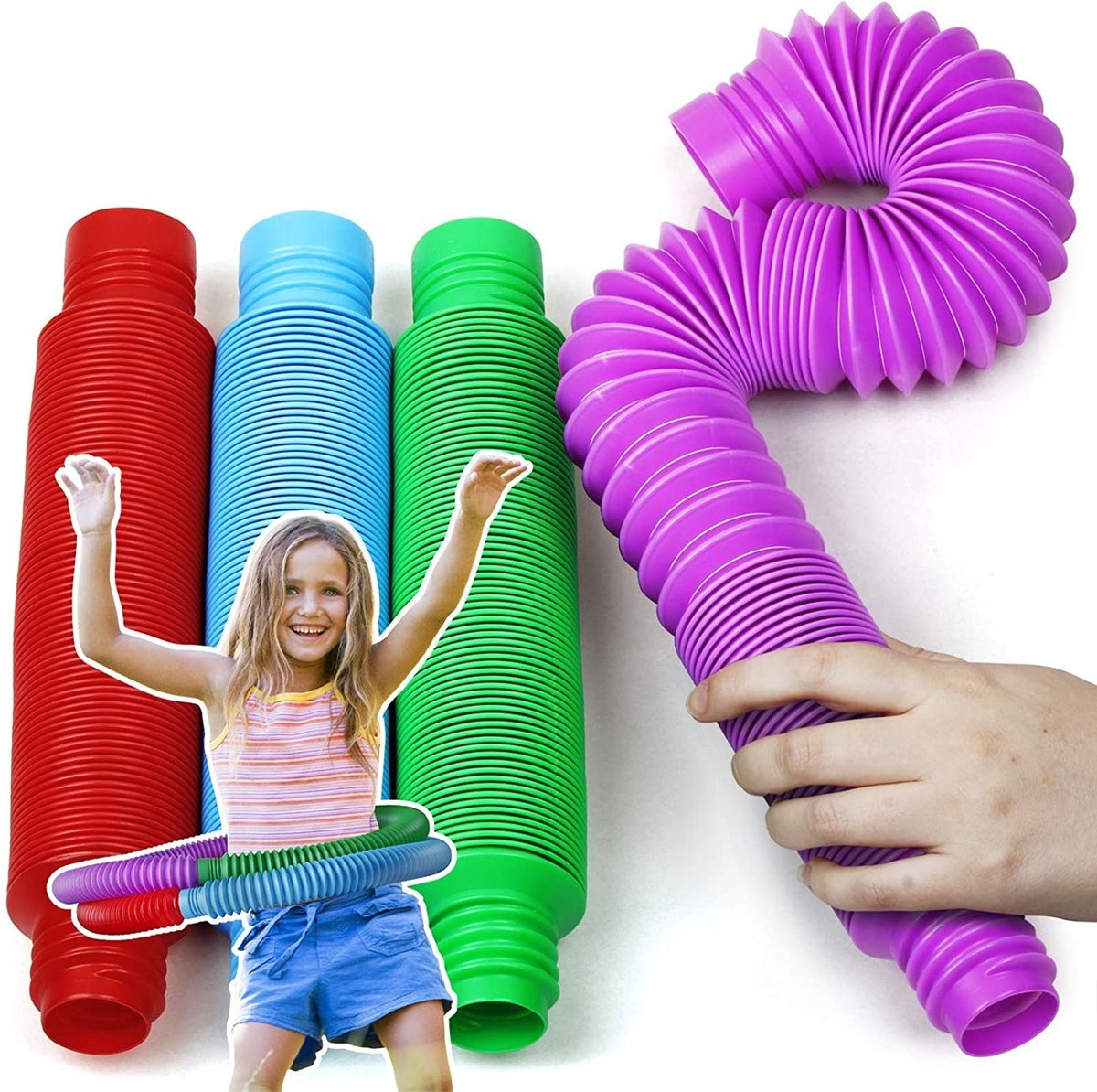 Monno® Pop Tube XL - Fidget Toys - Pop Buizen - Wacky Tubes - Fidget tube - 4 Stuks