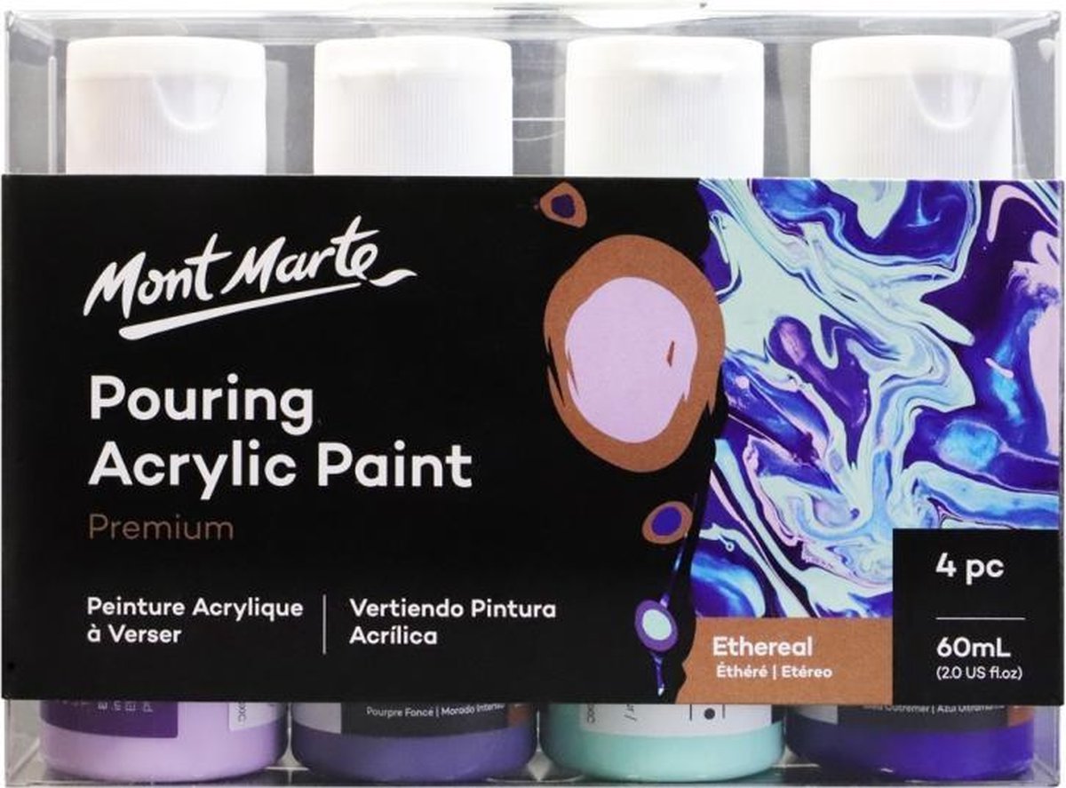 Mont Marte® Ethereal Pouring Paint - 4 potjes pouringverf a 60 ml