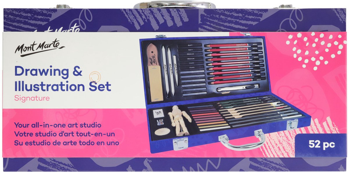 Mont Marte® Signature set Schetspotloden in metalen kist 52-delig