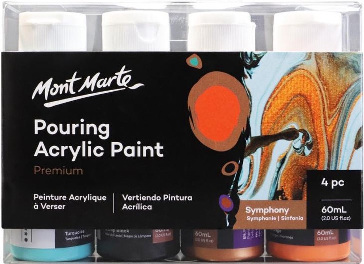 Mont Marte® Symphony Pouring Paint - 4 potjes pouringverf a 60 ml