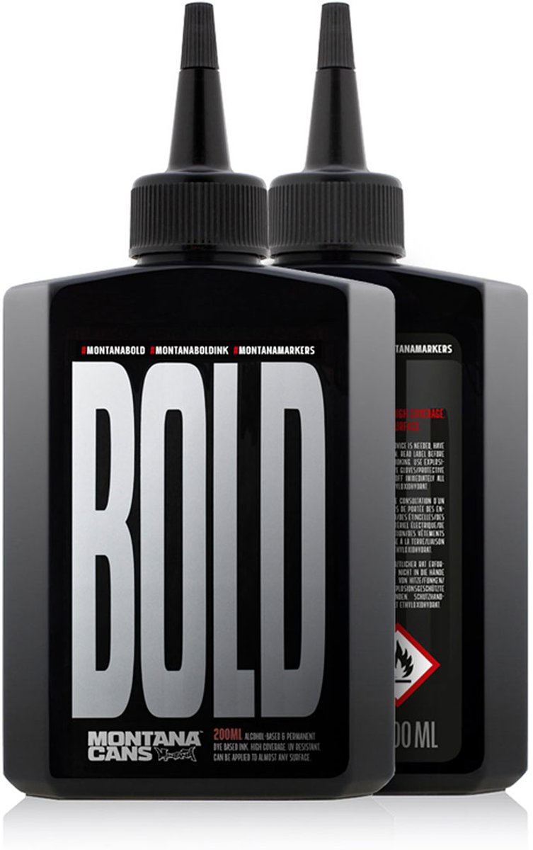 Montana Bold Zwarte Navul Inkt - 200ml permanente inkt is op alcohol basis