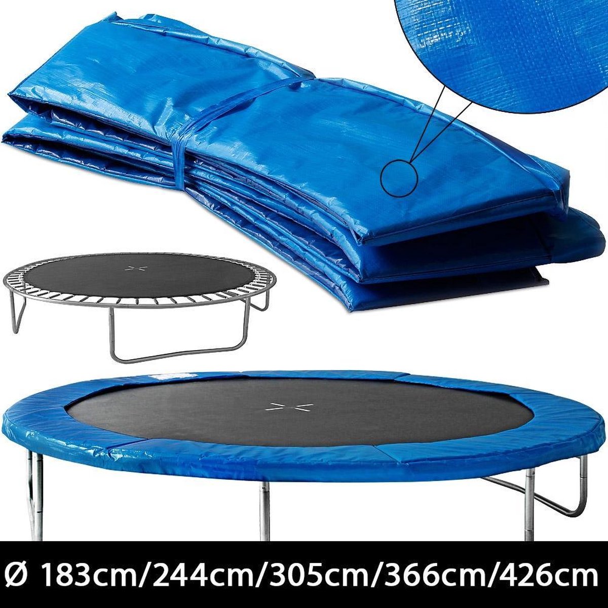 Beschermrand Trampoline Ø 305 cm Blauw 30 cm breed 15 mm dik Randkussen