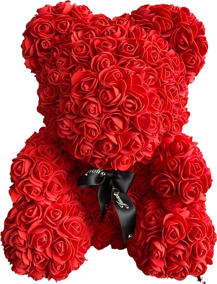 Rozen Beer Rood 40 cm - Rozen Teddybeer - Rose Bear - Rozenbeer - Knuffelbeer - Cadeau Vrouw - Liefdes Cadeau