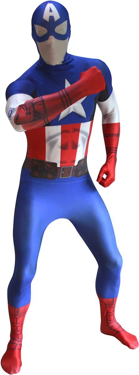 Captain America Morphsuits- kostuum voor volwassenen - Verkleedkleding - 152/160