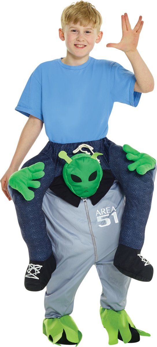 Man op de rug van een alien kostuum voor kinderen - Verkleedkleding