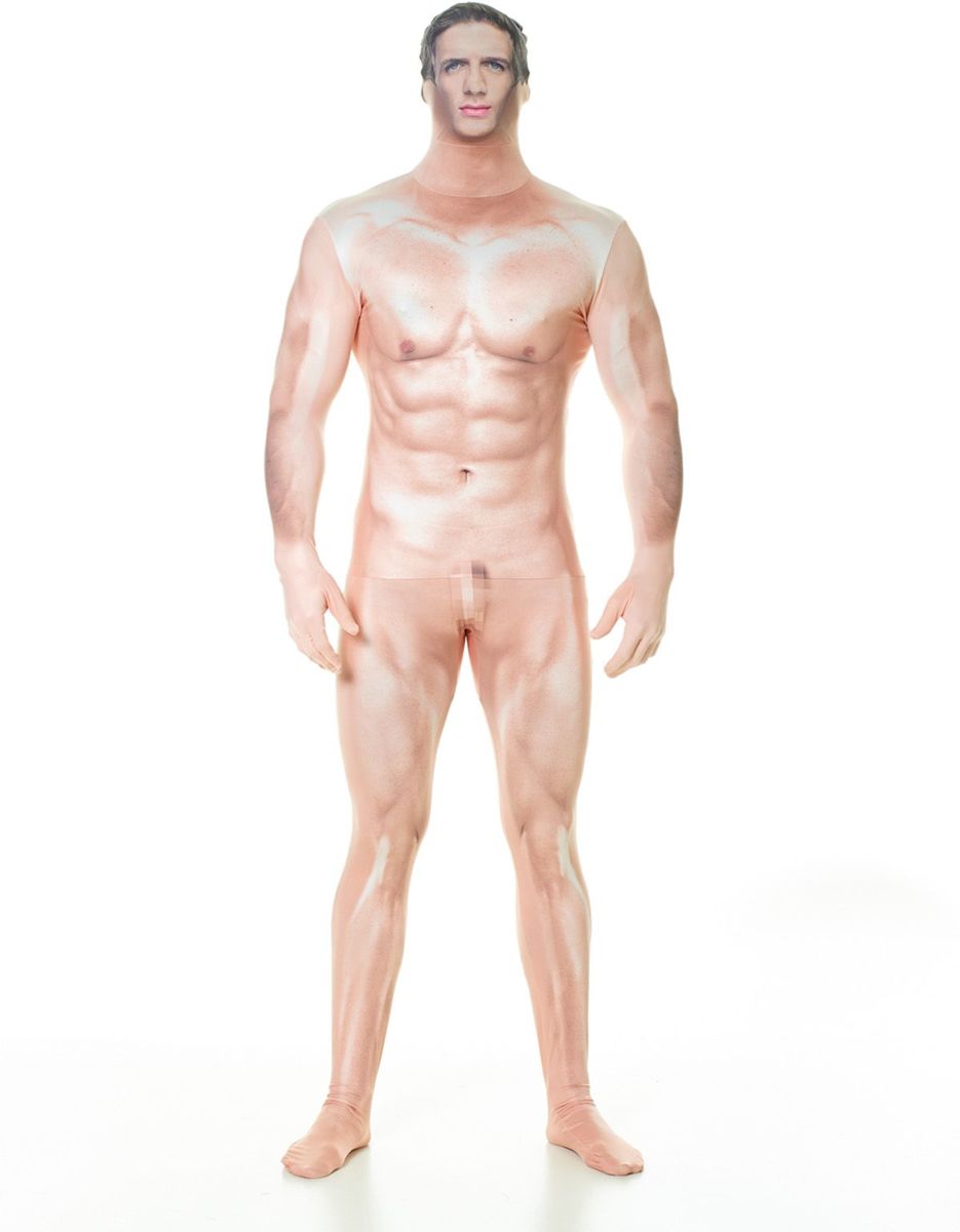 Morphsuits™ Censored Naked Sexy Man Faux Real Morphsuit - SecondSkin - Verkleedkleding - 152/160 cm