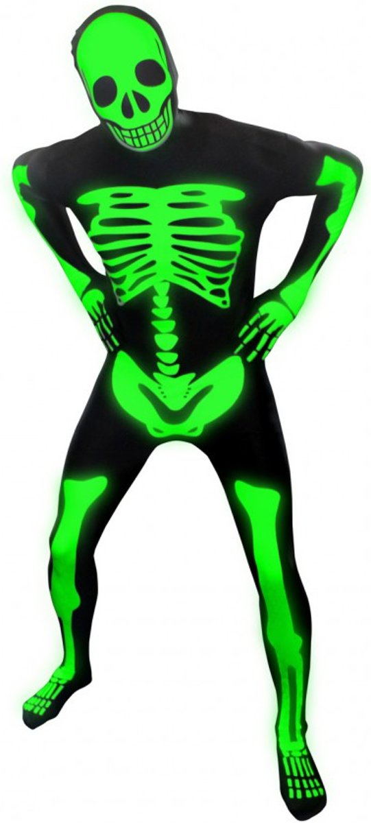 Morphsuits™ Glow Skeleton Morphsuit - SecondSkin - Verkleedkleding - 152/160 cm