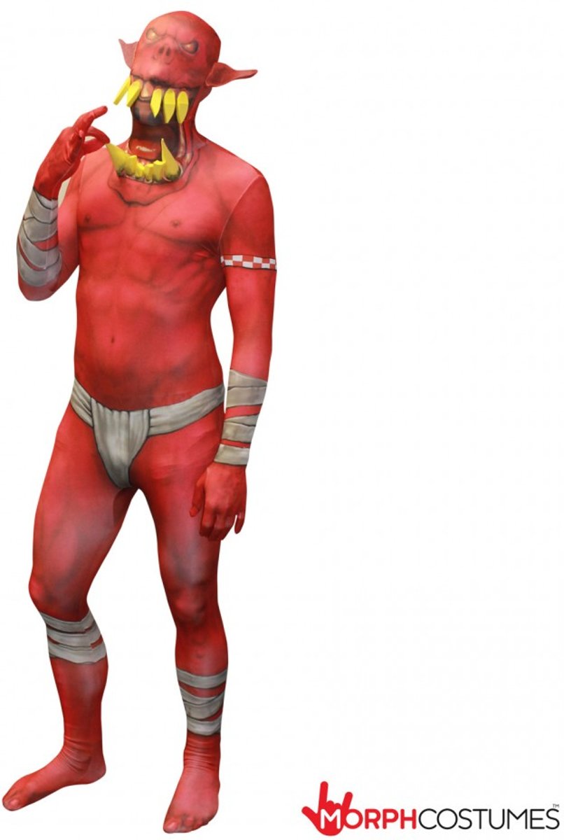 Morphsuits™ Orc Jaw Dropper Rood - SecondSkin - Verkleedkleding - 164/176 cm