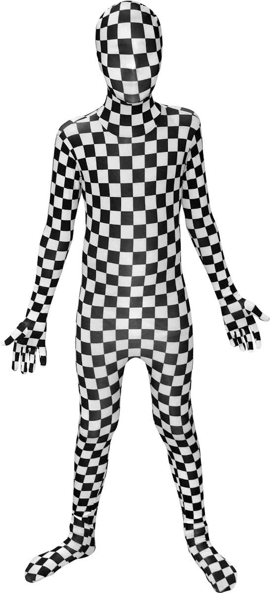 Morphsuits™ schaakbord kostuum voor kinderen - Verkleedkleding - Maat L (137-152 cm)