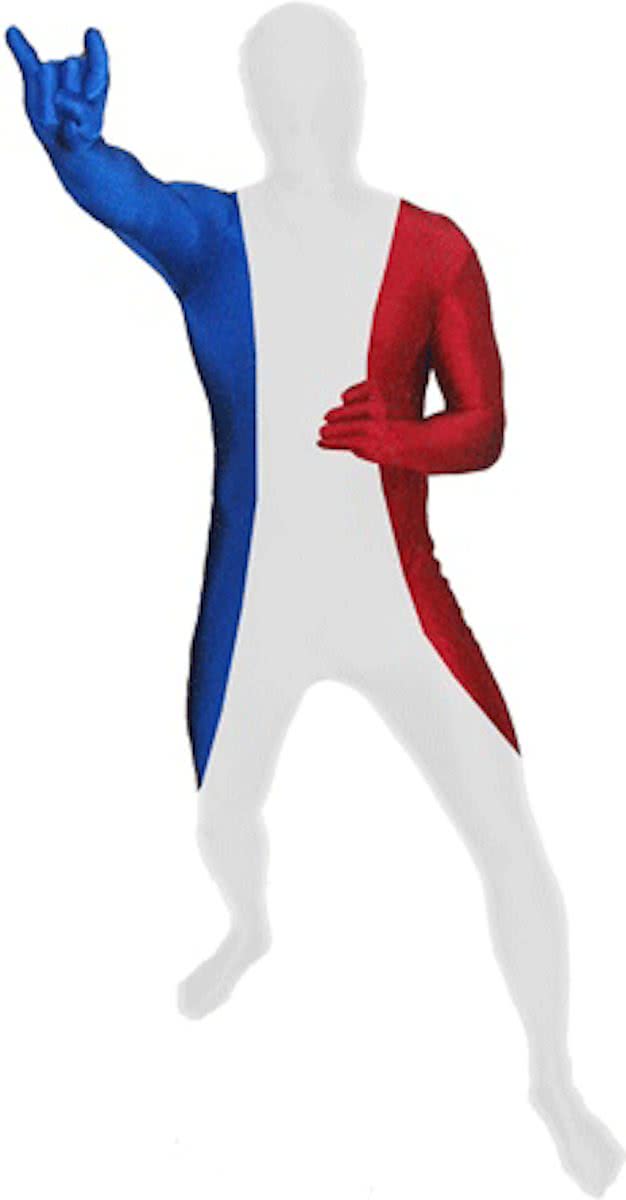 Originele morphsuit Franse vlag M (145 - 160 cm)