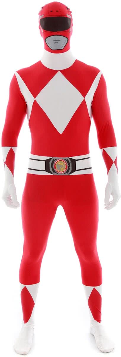 Rood Morphsuit™ Power Rangers™ kostuum voor volwassenen - Verkleedkleding - 180 cm