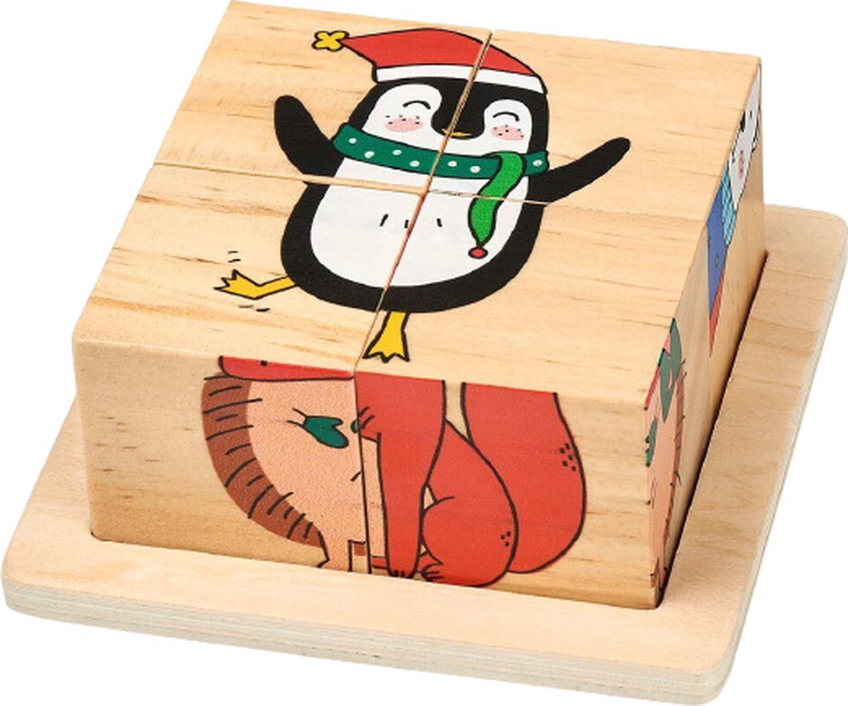 Moses Blokpuzzel Kerst Junior 4 X 4 Cm Hout Naturel 4-delig