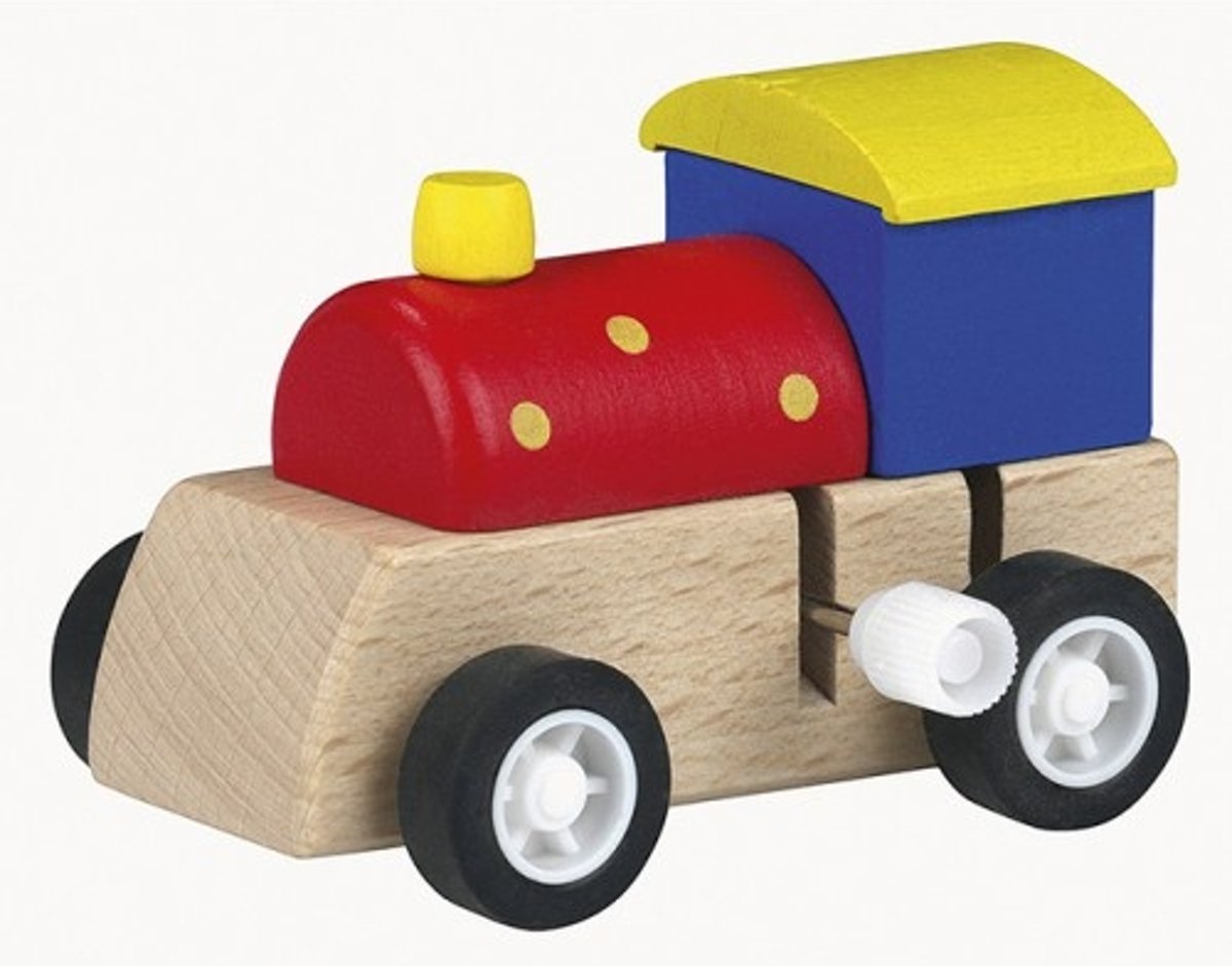 Moses Houten Trein Met Opwindmotor 10 Cm Geel