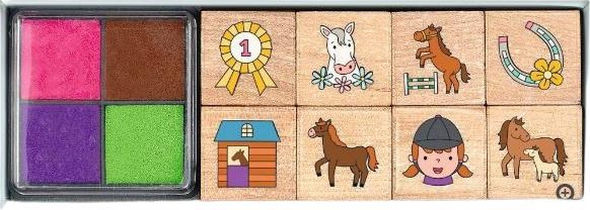 Moses Stempelset Paarden Junior 12,5 X 3,5 Cm Hout 9-delig