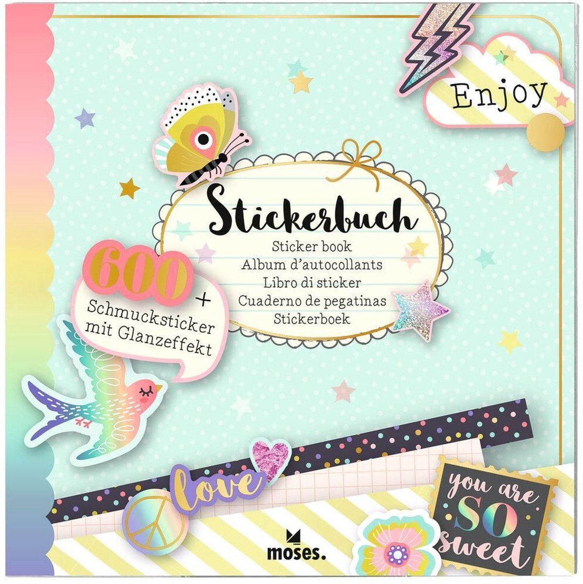 Moses Stickerboek Flowers & Friends 17 Cm Mintgroen 600 Stickers