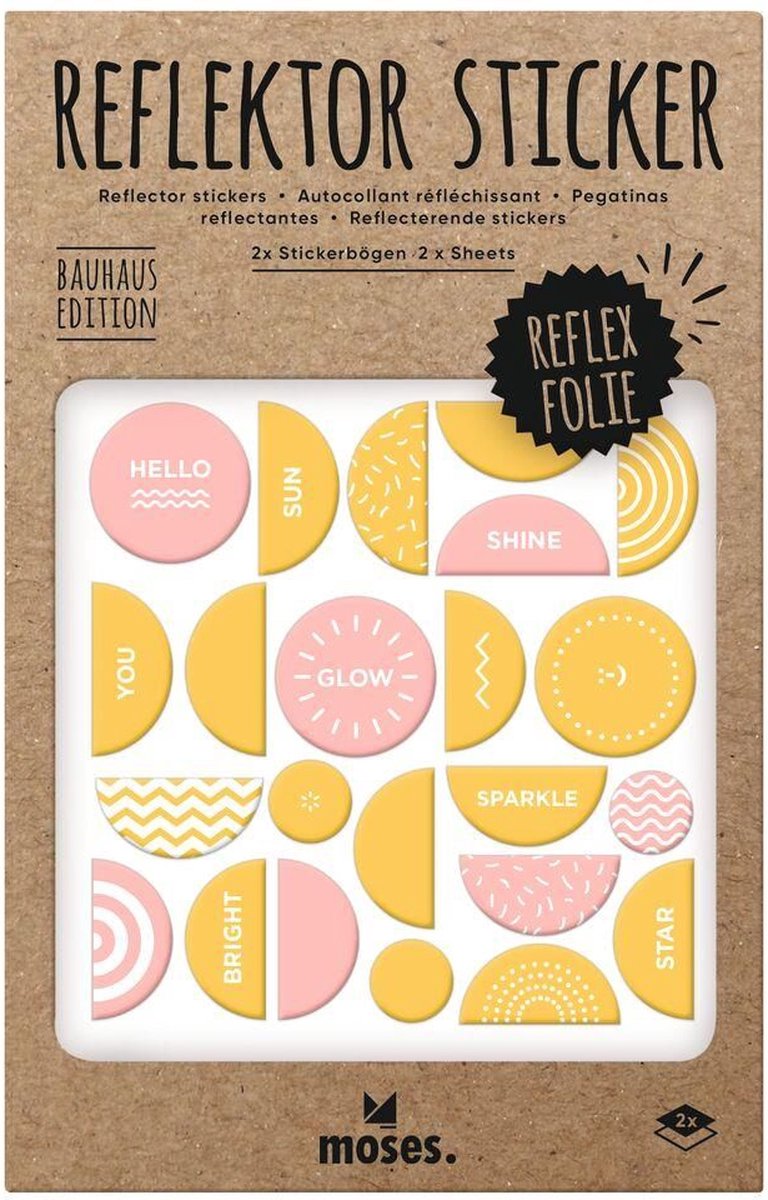 Moses Stickervellen Reflecterend Bauhaus Folie Geel/roze 2 Stuks