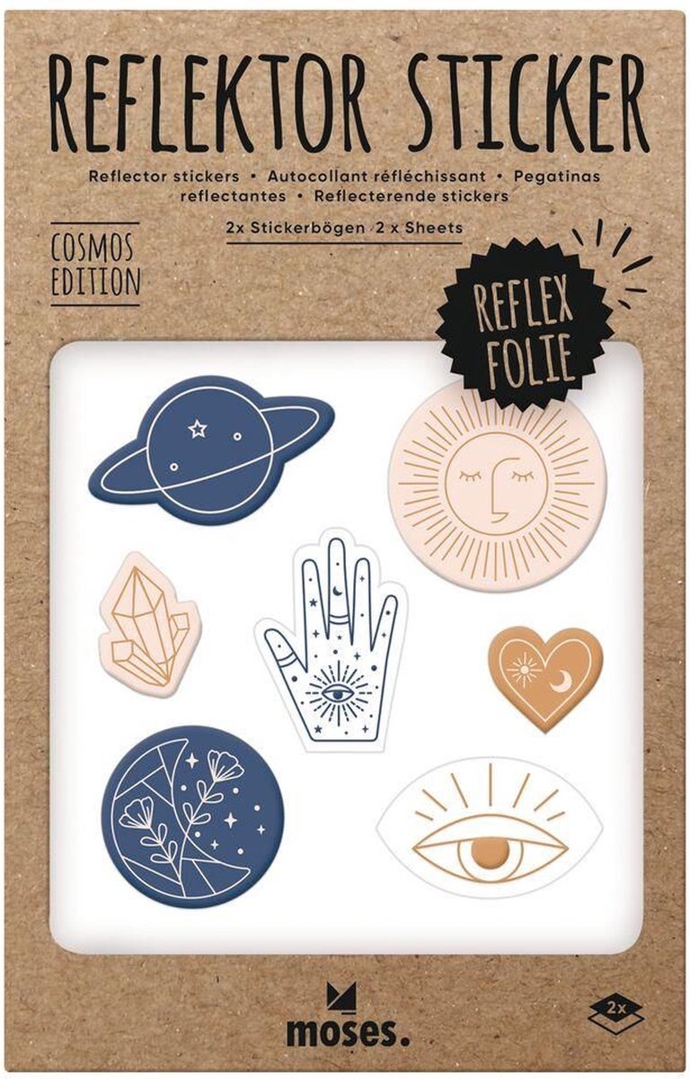 Moses Stickervellen Reflecterend Cosmos Blauw/bruin/wit 2 Stuks