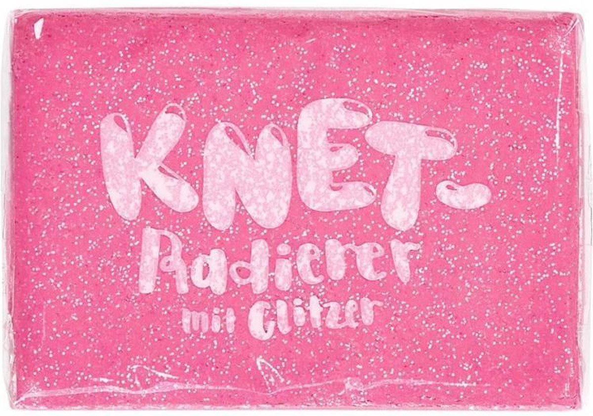 kneedgum glitter junior 6 x 4 cm polymeer roze