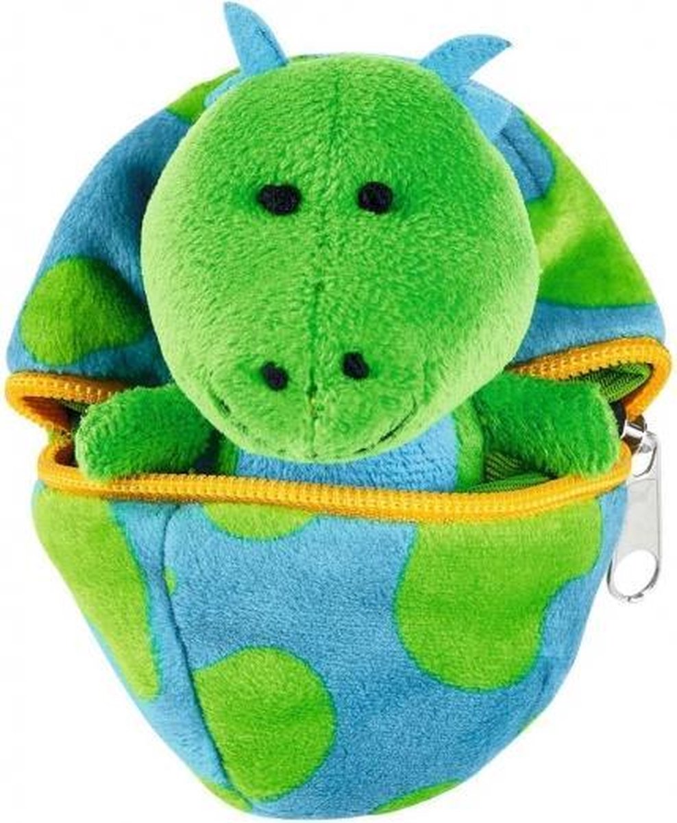 knuffel dino in ei blauw/groen 9 cm