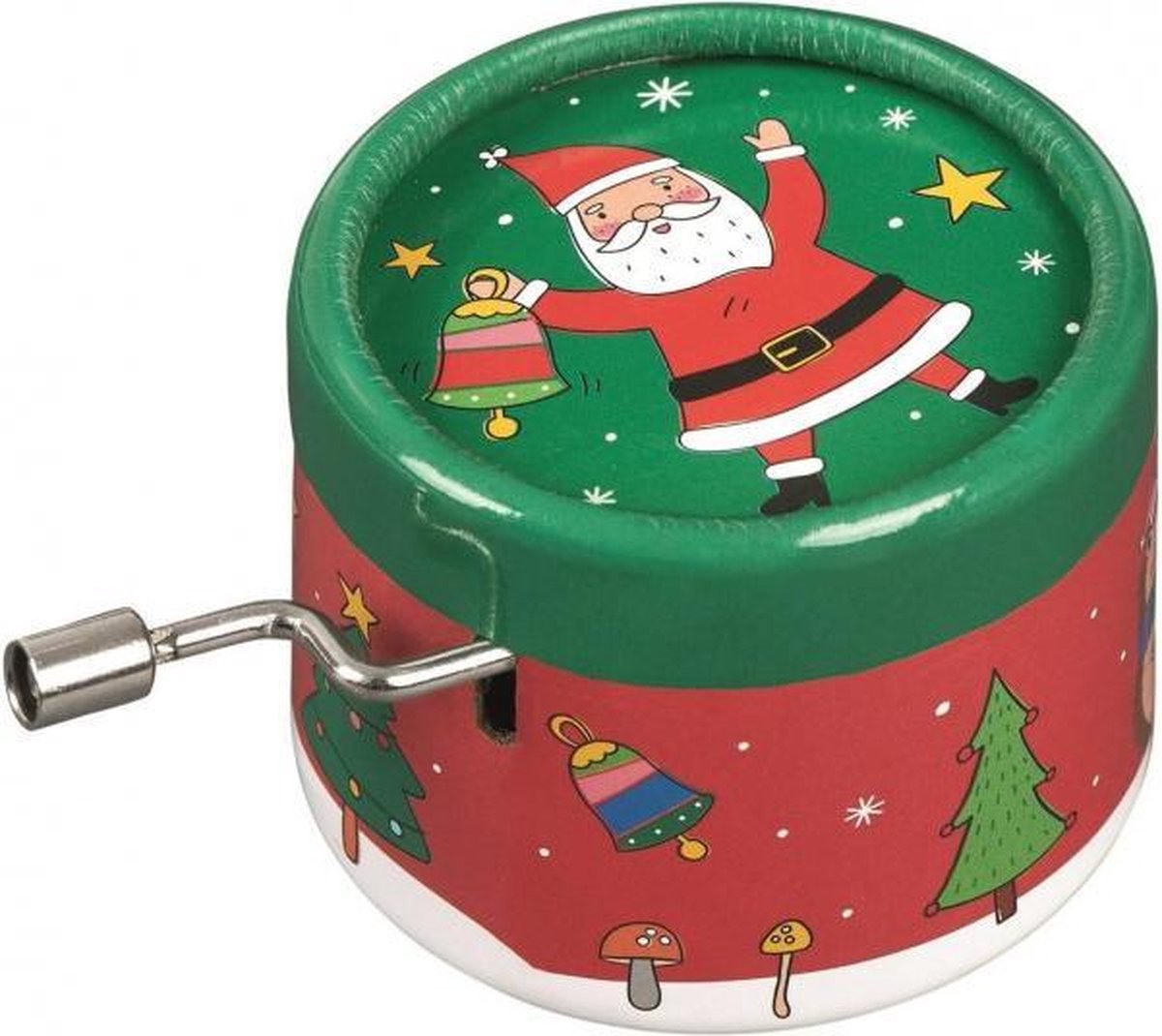 muziekdoosje kerstman 5,8  x 4 cm karton groen/rood