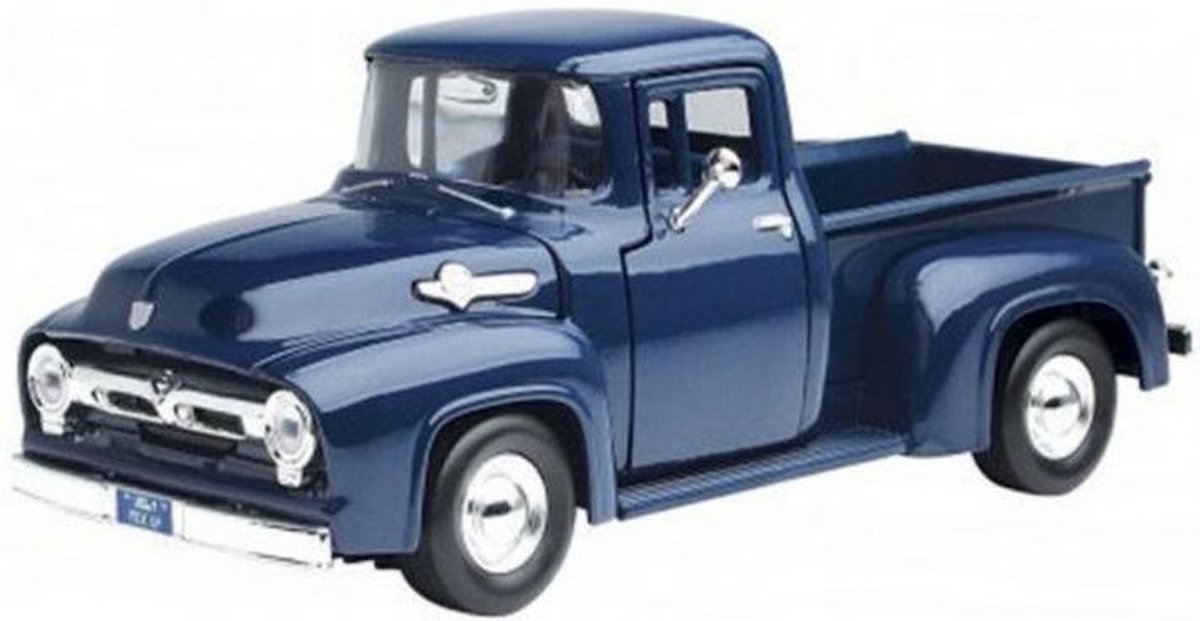 Modelauto Ford F-100 pick-up 1956 blauw 19,5 x 8 x 6 cm - Schaal 1:24 - Speelgoedauto - Miniatuurauto