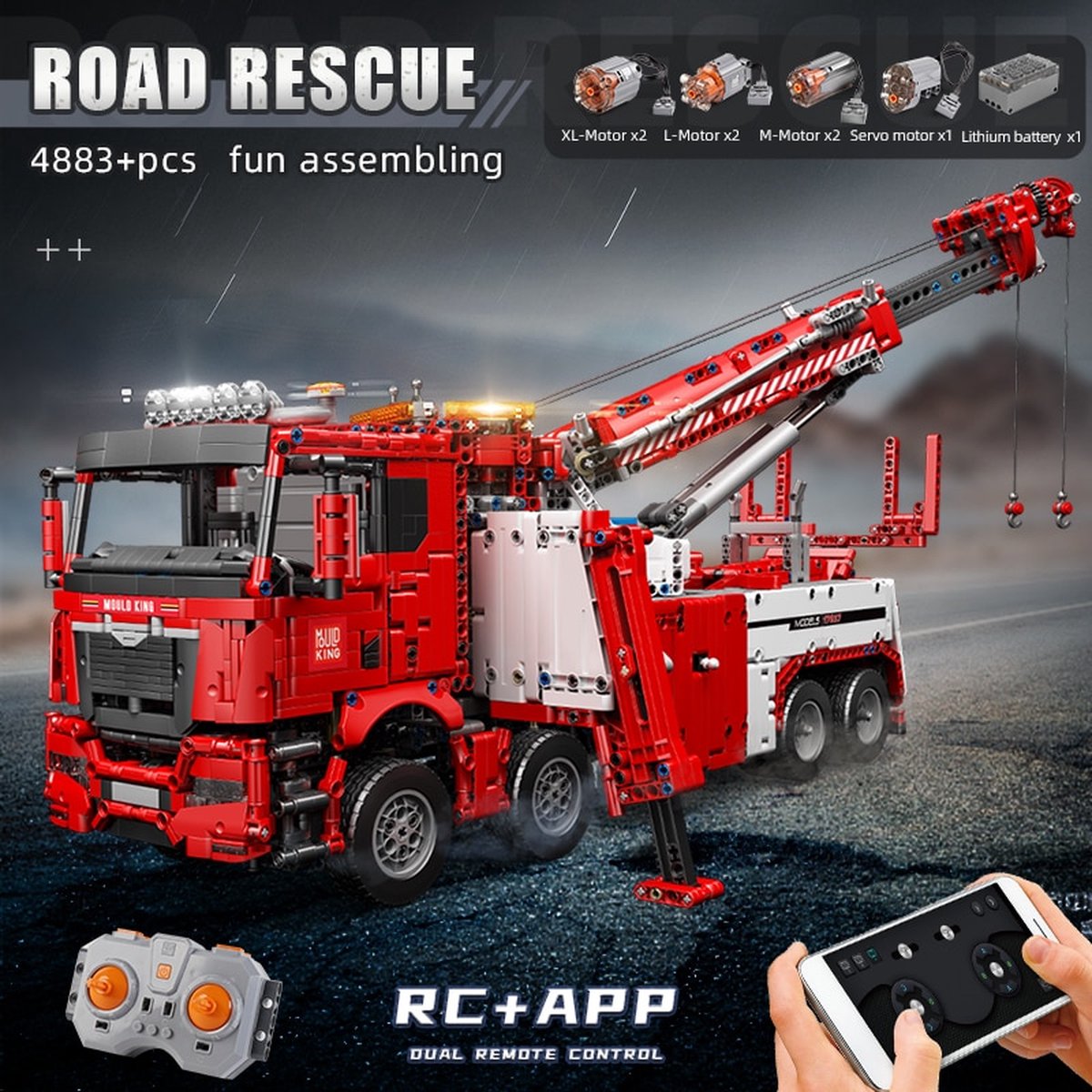 MOULD KING 17028 Technische App & Rc Gemotoriseerde Fire Rescue Truck Model Assemblage in Originele Doos  is Geen origineel LEGO - product compatible met LEGO-