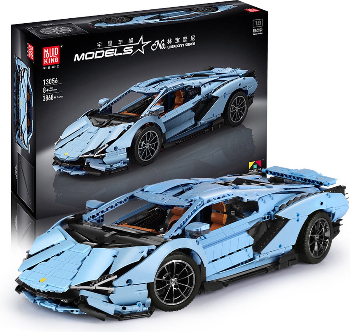 Mould King 13056 Supercar (blauw) - Compatible met de bekende merken - Bouwset, constructieset - DIY - 3819 onderdelen - Mouldking