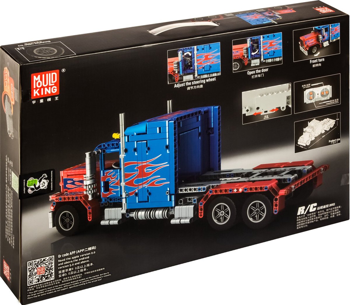 Mould King 15001 Muscle Truck Peterbilt - Vrachtauto - Technisch Lego - Motoren, accu, afstandsbediening - DIY - 839 onderdelen - Mouldking