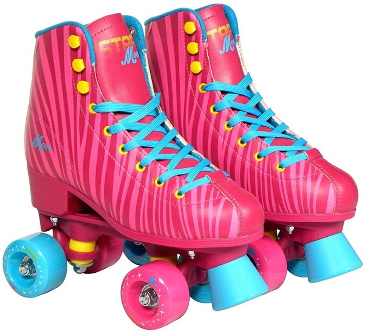 Move Rolschaatsen Quad Star Zebra Meisjes Roze Maat 37/38