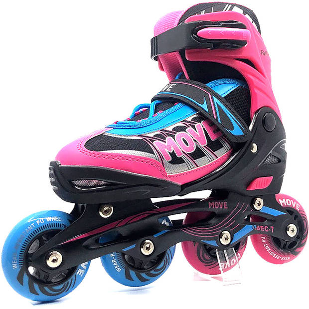 Move inline skates Fast semi-softboot verstelbaar roze/blauw maat 38-41